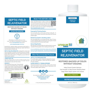 Septic Field Rejuvenator 32 oz. Full Label Unique Drain + Septic